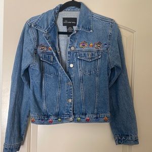 No boundaries, Denim floral jacket, size: Juniors medium 7/9